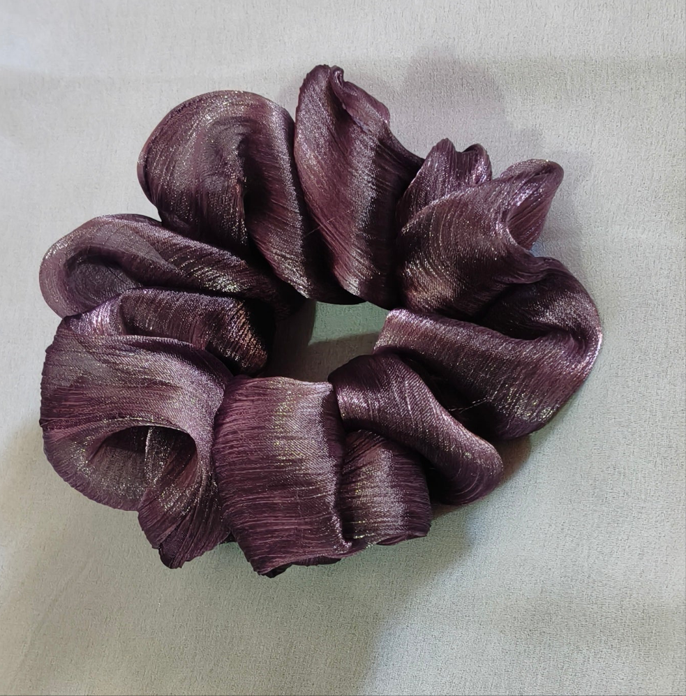 Organza shimmery purple scrunchies