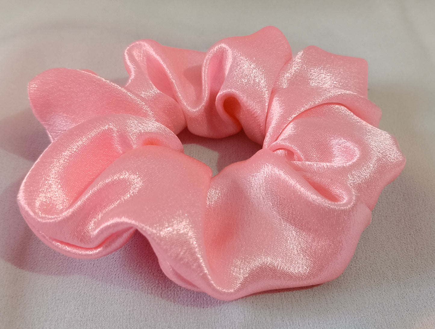 Baby pink Premium silky satin scrunchies .mini siz